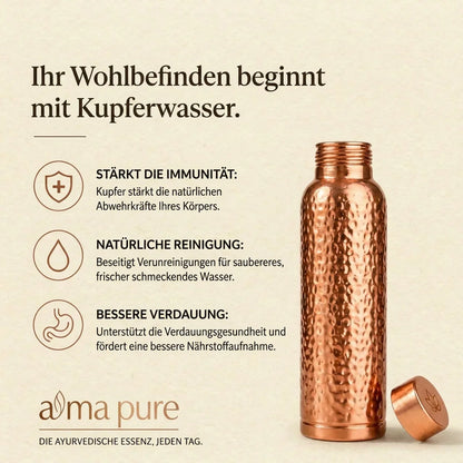 Alma Pure™ – Gehämmerte Kupferflasche für natürlich reines Wasser